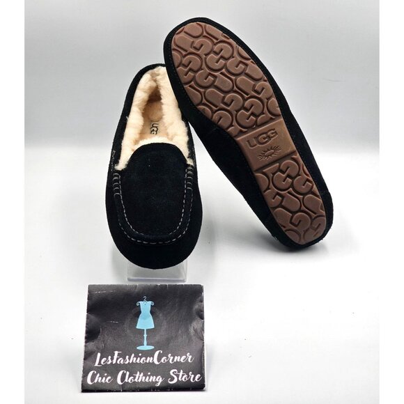 NWT Ugg Women's Black Suede \Ansley Water-Resistant Moccasin Slippers Sz 11 2998 - Picture 4 of 16